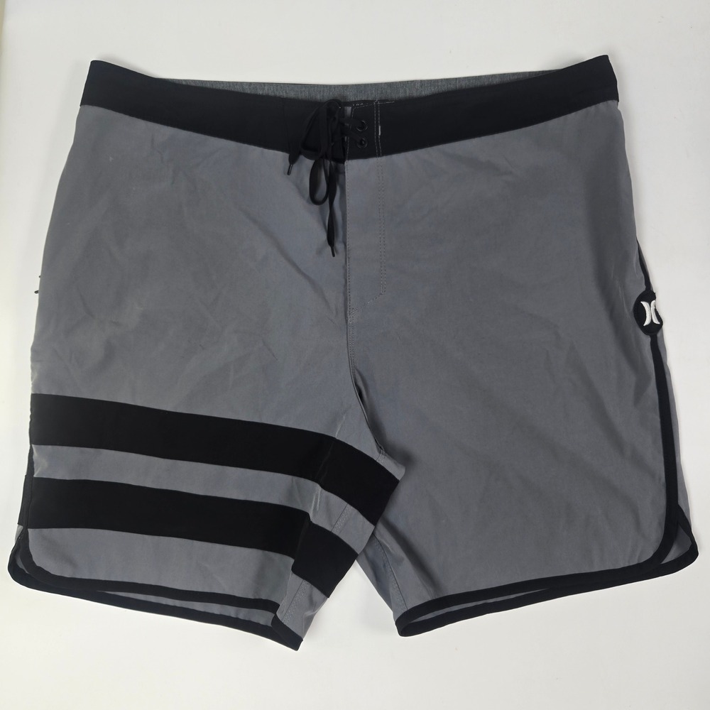 Hurley Board Shorts Men 36 Gray Phantom Striped Swim Trunks Surg